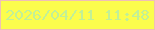 文字の大きさ：1、枠の色：efbfb6、背景の色：fbfd4d、文字の色：c1f097 無料ブログパーツのブログ時計