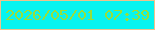 文字の大きさ：3、枠の色：efc28c、背景の色：07f4f0、文字の色：97df3b 無料ブログパーツのブログ時計
