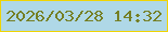 文字の大きさ：4、枠の色：efd404、背景の色：afd8e7、文字の色：757f24 無料ブログパーツのブログ時計
