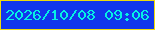 文字の大きさ：3、枠の色：efdb0b、背景の色：1236ec、文字の色：06f0e3 無料ブログパーツのブログ時計