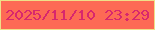 文字の大きさ：3、枠の色：efe088、背景の色：fd6a55、文字の色：d8276d 無料ブログパーツのブログ時計