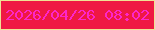 文字の大きさ：5、枠の色：efe194、背景の色：ef1843、文字の色：fd26ca 無料ブログパーツのブログ時計