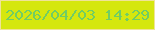 文字の大きさ：4、枠の色：efe398、背景の色：d5e70e、文字の色：70cd64 無料ブログパーツのブログ時計