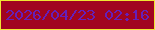 文字の大きさ：5、枠の色：efe633、背景の色：a10420、文字の色：651fb9 無料ブログパーツのブログ時計