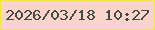文字の大きさ：4、枠の色：efe93e、背景の色：fad4ca、文字の色：3e4c45 無料ブログパーツのブログ時計