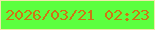 文字の大きさ：3、枠の色：efeaab、背景の色：5cff3f、文字の色：ce7414 無料ブログパーツのブログ時計