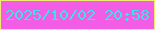 文字の大きさ：3、枠の色：efeb73、背景の色：f35de5、文字の色：3de2e5 無料ブログパーツのブログ時計