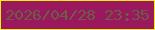 文字の大きさ：2、枠の色：eff016、背景の色：9b185e、文字の色：6a5e45 無料ブログパーツのブログ時計