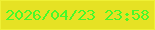 文字の大きさ：2、枠の色：eff036、背景の色：e6e224、文字の色：46fa2a 無料ブログパーツのブログ時計
