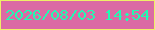 文字の大きさ：3、枠の色：eff067、背景の色：db6aa4、文字の色：21fbb2 無料ブログパーツのブログ時計