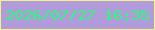 文字の大きさ：1、枠の色：eff489、背景の色：b29bda、文字の色：28fd78 無料ブログパーツのブログ時計