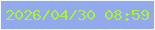 文字の大きさ：1、枠の色：eff8f6、背景の色：93a9ed、文字の色：aaf138 無料ブログパーツのブログ時計