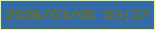 文字の大きさ：2、枠の色：effa62、背景の色：356aa8、文字の色：727303 無料ブログパーツのブログ時計