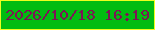 文字の大きさ：1、枠の色：effe1e、背景の色：02bc11、文字の色：7e1455 無料ブログパーツのブログ時計