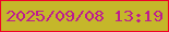 文字の大きさ：5、枠の色：f00029、背景の色：c5b72a、文字の色：be1c8f 無料ブログパーツのブログ時計