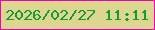 文字の大きさ：3、枠の色：f001b6、背景の色：ddd690、文字の色：159a34 無料ブログパーツのブログ時計
