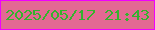 文字の大きさ：5、枠の色：f001fe、背景の色：e36993、文字の色：34b32d 無料ブログパーツのブログ時計