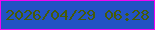文字の大きさ：3、枠の色：f006f3、背景の色：2252c3、文字の色：465b07 無料ブログパーツのブログ時計