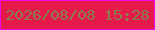 文字の大きさ：1、枠の色：f008eb、背景の色：e61a4a、文字の色：897e4d 無料ブログパーツのブログ時計