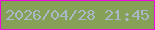 文字の大きさ：5、枠の色：f009db、背景の色：86a057、文字の色：a7b8c6 無料ブログパーツのブログ時計