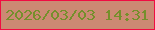 文字の大きさ：2、枠の色：f00c42、背景の色：cc8973、文字の色：758f2c 無料ブログパーツのブログ時計