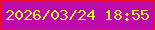 文字の大きさ：3、枠の色：f00e25、背景の色：be09ab、文字の色：daf433 無料ブログパーツのブログ時計