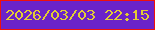 文字の大きさ：4、枠の色：f0100b、背景の色：6b23c9、文字の色：e3cd34 無料ブログパーツのブログ時計