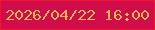 文字の大きさ：1、枠の色：f0152e、背景の色：d10c4a、文字の色：e6b954 無料ブログパーツのブログ時計