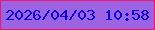 文字の大きさ：1、枠の色：f0156f、背景の色：9c63e2、文字の色：0a03e3 無料ブログパーツのブログ時計