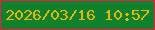 文字の大きさ：3、枠の色：f01943、背景の色：0f812d、文字の色：e0ba05 無料ブログパーツのブログ時計