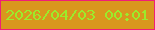 文字の大きさ：3、枠の色：f01e77、背景の色：d9971e、文字の色：9bec2b 無料ブログパーツのブログ時計