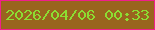 文字の大きさ：3、枠の色：f01e8c、背景の色：99641e、文字の色：8cdd32 無料ブログパーツのブログ時計