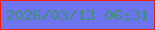 文字の大きさ：1、枠の色：f02111、背景の色：6e74ee、文字の色：3b966b 無料ブログパーツのブログ時計