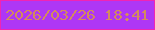 文字の大きさ：2、枠の色：f024b4、背景の色：ae37f5、文字の色：d38b5d 無料ブログパーツのブログ時計