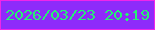 文字の大きさ：2、枠の色：f025e9、背景の色：8e2bfa、文字の色：26f174 無料ブログパーツのブログ時計
