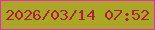 文字の大きさ：3、枠の色：f026c0、背景の色：a8a825、文字の色：b31d35 無料ブログパーツのブログ時計