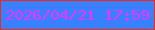 文字の大きさ：4、枠の色：f02910、背景の色：3980fe、文字の色：f231fe 無料ブログパーツのブログ時計
