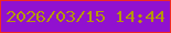 文字の大きさ：1、枠の色：f02923、背景の色：9111cf、文字の色：b59704 無料ブログパーツのブログ時計
