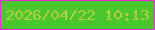 文字の大きさ：2、枠の色：f029de、背景の色：48c82e、文字の色：b4cd39 無料ブログパーツのブログ時計