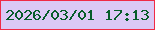文字の大きさ：1、枠の色：f02b47、背景の色：dbc9f6、文字の色：055d2b 無料ブログパーツのブログ時計