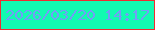 文字の大きさ：2、枠の色：f02c30、背景の色：12fab1、文字の色：729df6 無料ブログパーツのブログ時計