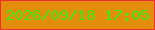 文字の大きさ：4、枠の色：f02d33、背景の色：e38d0c、文字の色：41eb0f 無料ブログパーツのブログ時計