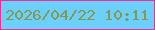 文字の大きさ：4、枠の色：f02e94、背景の色：6cd0fe、文字の色：86974f 無料ブログパーツのブログ時計