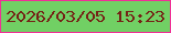 文字の大きさ：4、枠の色：f02f96、背景の色：71d064、文字の色：752216 無料ブログパーツのブログ時計