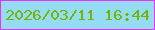 文字の大きさ：5、枠の色：f02ff6、背景の色：94dcf2、文字の色：76b309 無料ブログパーツのブログ時計