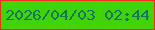 文字の大きさ：3、枠の色：f0301f、背景の色：40d407、文字の色：1a735c 無料ブログパーツのブログ時計
