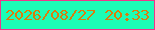 文字の大きさ：3、枠の色：f0358b、背景の色：1cfcb6、文字の色：da7c0c 無料ブログパーツのブログ時計