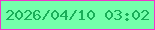 文字の大きさ：2、枠の色：f035ca、背景の色：75ffab、文字の色：1aae58 無料ブログパーツのブログ時計
