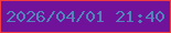 文字の大きさ：1、枠の色：f03b41、背景の色：71139a、文字の色：5084ba 無料ブログパーツのブログ時計