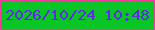 文字の大きさ：2、枠の色：f03c9f、背景の色：09c626、文字の色：5d2be6 無料ブログパーツのブログ時計